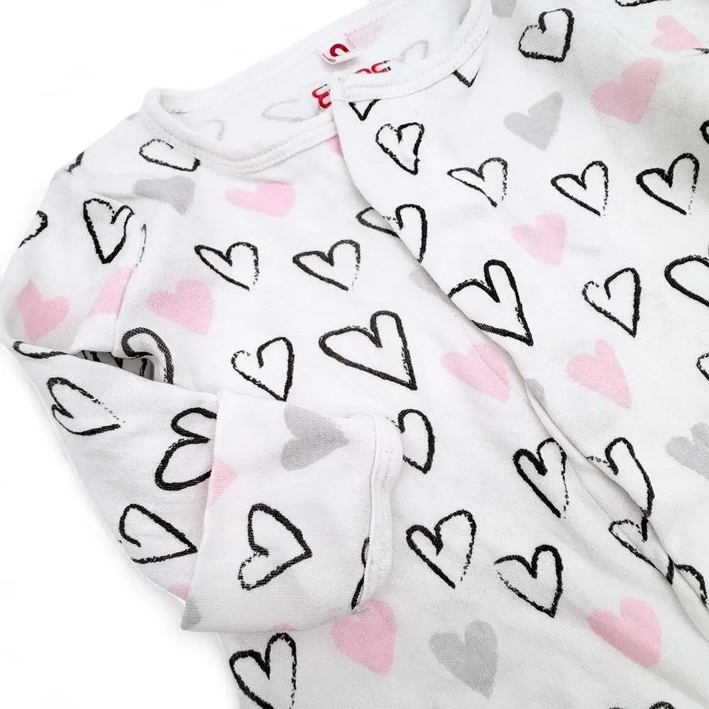 E=mc² Easy Magnetic Close Footed Sleeper Baby Hearts Print Gift Preemie‎ < 5 lbs